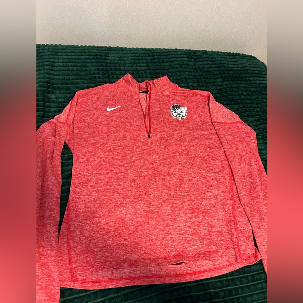 Linfield University Nike dri fit half zip, red, size medium